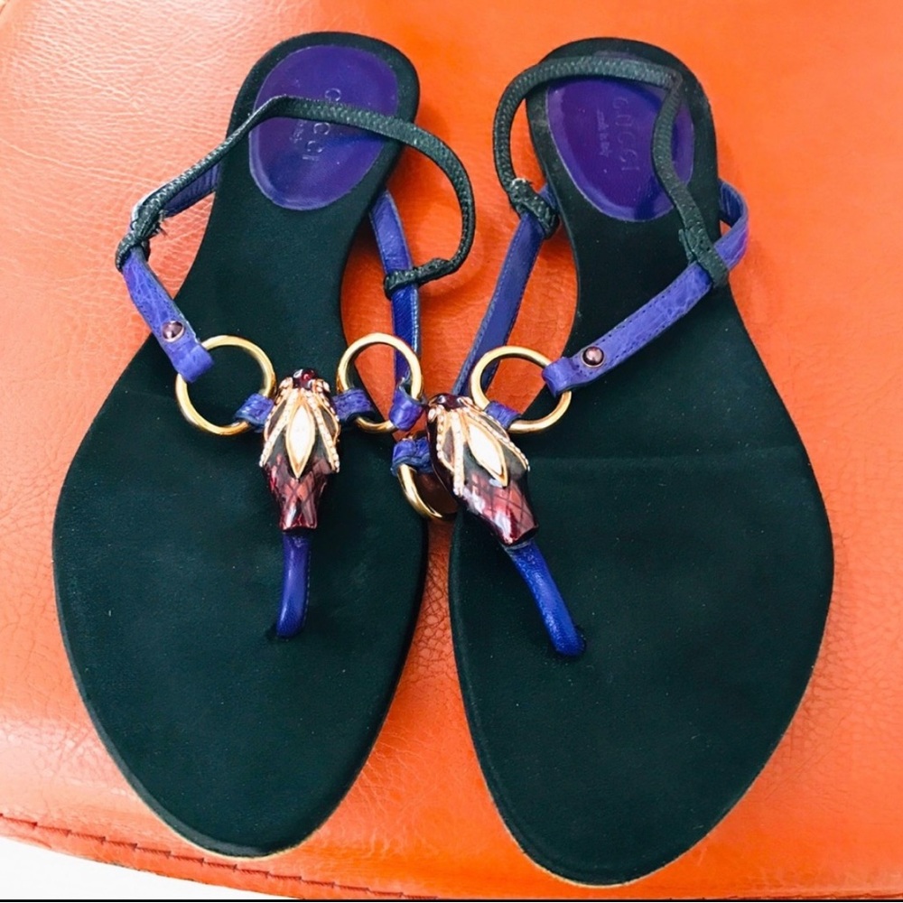 Gucci Vintage serpent sandal crystal snake purple 🐍 like new 6.5 7